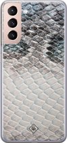 Samsung S21 Plus hoesje siliconen - Oh my snake | Samsung Galaxy S21 Plus case | blauw | TPU backcover transparant