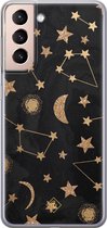 Samsung S21 Plus hoesje siliconen - Counting the stars | Samsung Galaxy S21 Plus case | zwart | TPU backcover transparant