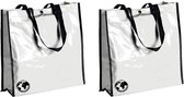 2x stuks eco shopper tas wit - Milieuvriendelijke boodschappentassen en shoppers - 38 x 38 cm