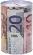 Tirelire billets en euros verticale 10 x 15 cm - Tirelires en étain / métal avec billets en euros