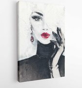 Onlinecanvas - Schilderij - Glove. Beautiful Woman. Fashion Illustration. Acrylic Painting Art Vertical Vertical - Multicolor - 80 X 60 Cm