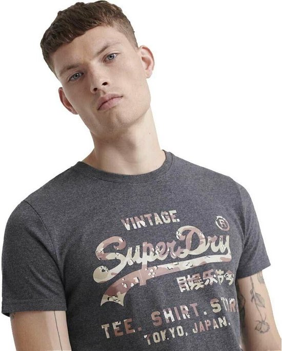 Superdry - Heren T-Shirt - VL Tee - Grijs | bol