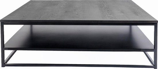 24Designs Salontafel Power Vierkant 110 Cm – Metaal – Zwart Eiken Tafelblad | bol.com