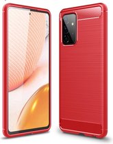Armor Brushed TPU Back Cover - Samsung Galaxy A72 Hoesje - Rood