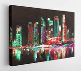 Onlinecanvas - Schilderij - Oil Painting. Singapore Art Horizontal Horizontal - Multicolor - 75 X 115 Cm