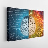 The concept of the human brain. The right creative hemisphere versus the left logical hemisphere. Education, science and medical abstract background. - Modern Art Canvas  - Horizon