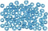 Rocailles, afm 6/0 , d: 4 mm, helder turquoise, 500gr, gatgrootte 0,9-1,2 mm