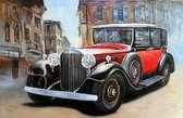 Onlinecanvas - Schilderij - Retro Car On Old City Street. Picture Art Horizontal Horizontal - Multicolor - 60 X 80 Cm