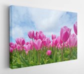 Onlinecanvas - Schilderij - Bunch Pink Tulips Art Horizontal Horizontal - Multicolor - 60 X 80 Cm