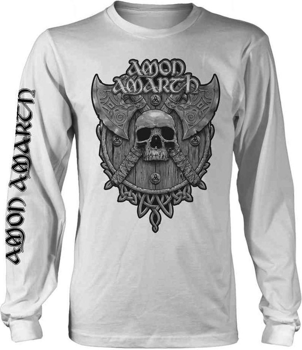 Amon Amarth Longsleeve shirt -XXL- Grey Skull Wit