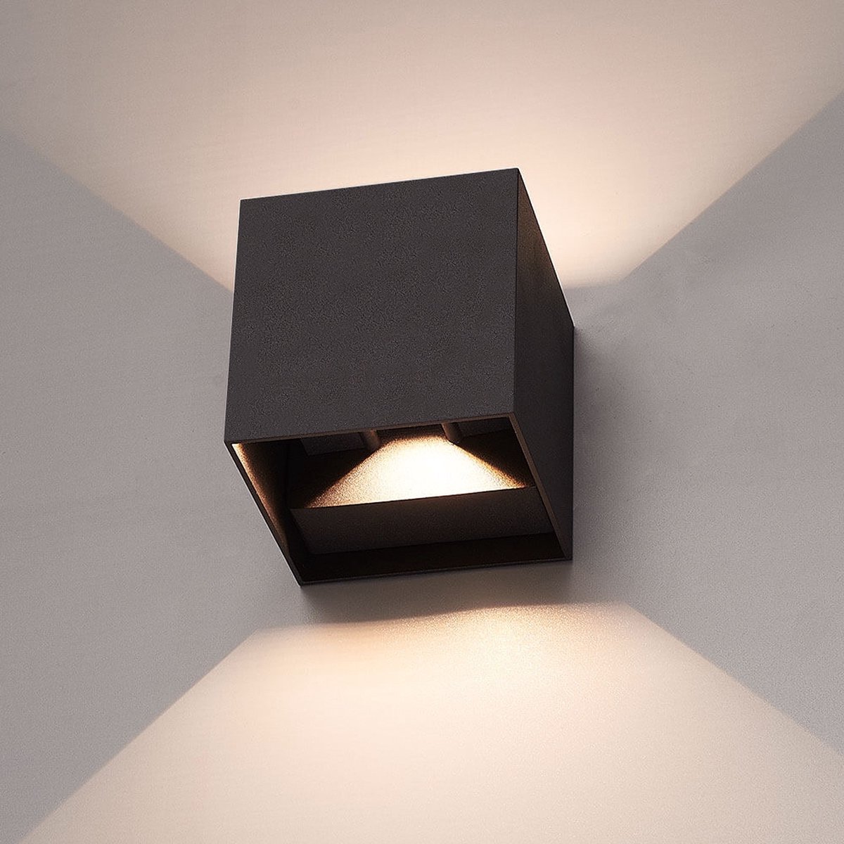 HOFTRONICâ„¢ Dimbare LED Wandlamp Zwart - Kansas - 6 Watt - 3000K - Tweezijdig oplichtend - IP54 - Uitermate geschikt voor binnen en buiten