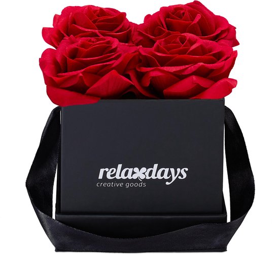 lastig Latijns schraper Relaxdays flowerbox zwart - 9 kunstrozen - doos bloemen - giftbox -  rozenbox -... | bol.com