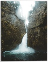 Dibond - Watervallen uit Bruine Rotsen  - 30x40cm Foto op Aluminium (Wanddecoratie van metaal)