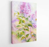 Thickets of lilac bush at sunrise. Sunset. Oil painting on canvas  - Modern Art Canvas-Vertical - 1593175930 - 40-30 Vertical