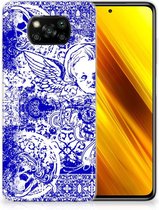 Back Case TPU Siliconen Hoesje Xiaomi Poco X3 | Poco X3 Pro Smartphone hoesje Angel Skull Blue