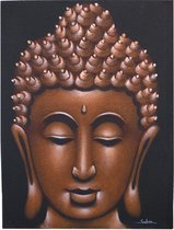 Boeddha schilderij - Koperen Zandafwerking - 80x60x3cm