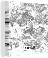 Canvas Schilderij Stadskaart Rotterdam - 50x50 cm - Wanddecoratie - Plattegrond