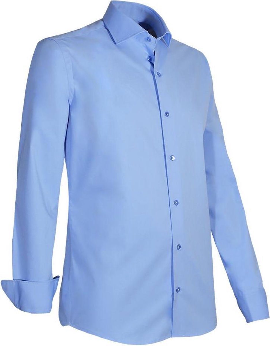 Giovanni Capraro Bedrijfskleding Overhemd Blauw Semi Spread Stretch Comfort Fit - L