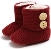 Babyslofjes - Baby Slofjes Jongens en Meisjes - Rood - Met Knopen - Maat 20 - 6-9 maanden