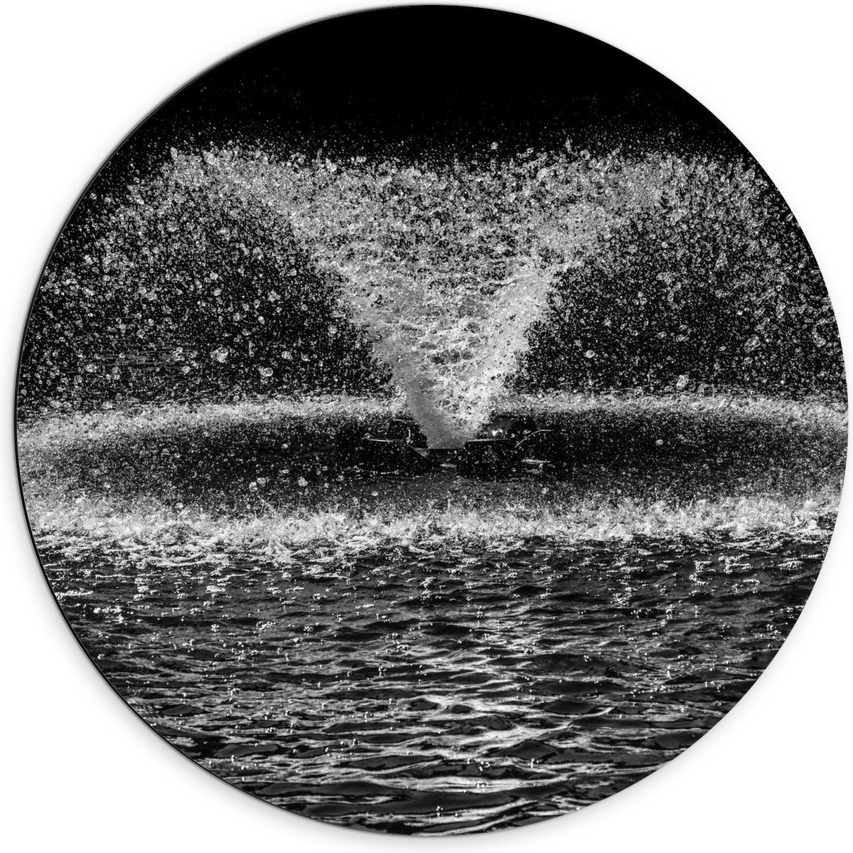Dibond Wandcirkel - Spetterende Water Fontein - 70x70cm Foto op Aluminium Wandcirkel (met