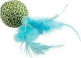 Duvo+ Jolly bal met veren Blauw 18x4,5x4,5cm