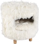 Duvo+ Kattenhuis met lange plush Wit 31x31x34cm