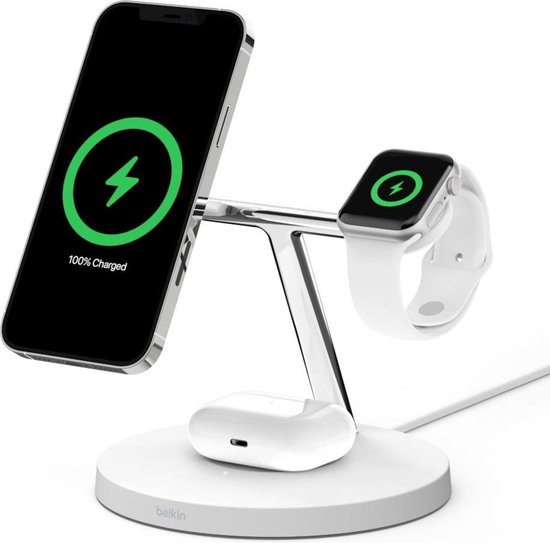 Belkin BOOST↑CHARGE™ PRO 3-in-1 wireless charger met MagSafe - Wit