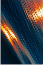 Poster – Blauw/Oranje Lichtstrepen  - 80x120cm Foto op Posterpapier