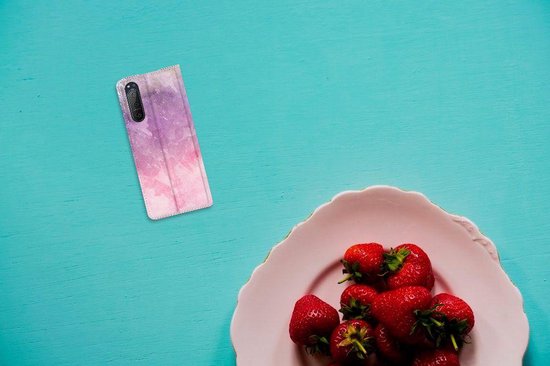 Belle coque de téléphone Sony Xperia 5 II housse de Bookcase Pink violet peinture