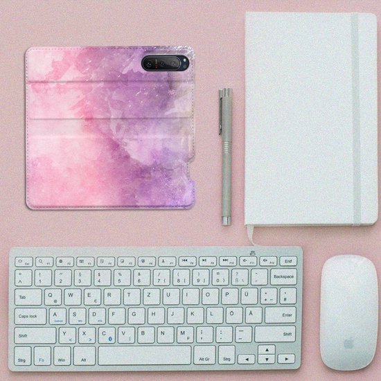 Belle coque de téléphone Sony Xperia 5 II housse de Bookcase Pink violet peinture