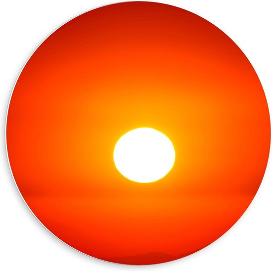 Forex Wandcirkel - Ondergaande Zon met Bergtoppen - 60x60cm Foto op Wandcirkel (met ophangsysteem)