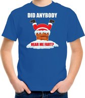 Fun Kerstshirt / Kerst t-shirt  Did anybody hear my fart blauw voor kinderen - Kerstkleding / Christmas outfit M (116-134)