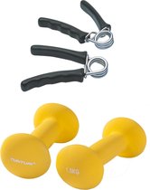 Tunturi - Fitness Set - Neopreen Dumbbellset 2 x 1,5 kg - Knijphalters 2 stuks