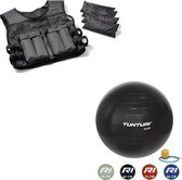 Tunturi - Fitness Set - Gewichtsvest 10 kg - Gymball Zwart 65 cm