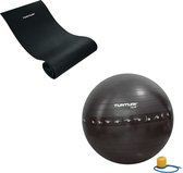 Tunturi - Fitness Set - Fitnessmat 160 x 60 x 0,7 cm - Gymball Zwart met Anti Burst 75 cm