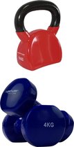 Tunturi - Fitness Set - Vinyl Dumbbell 2 x 4 kg - Kettlebell 10 kg