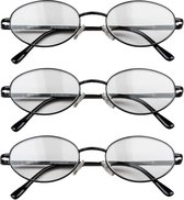 Leesbril zwart metaal +1,00 - 3 stuks
