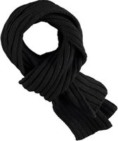 Zwarte gebreide rib sjaal/shawl voor heren - Winteraccessoires - Winterkleding/buitenkleding accessoires voor volwassenen