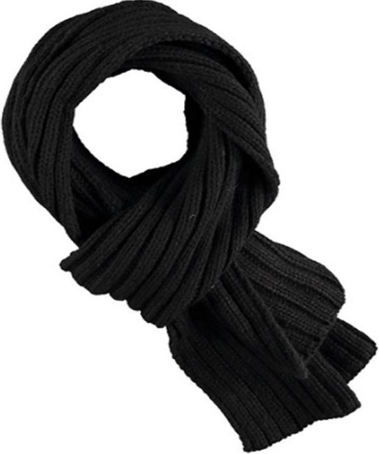 Zwarte gebreide rib sjaal/shawl voor heren - Winteraccessoires -... | bol