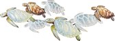 Wanddecoratie - schildpadden - metaal schilderij - frame art - 107 x 38 cm