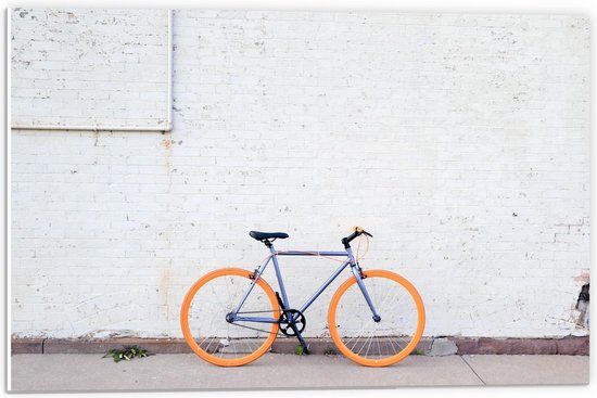 Forex - Blauwe Wielrenfiets met Oranje Banden - 60x40cm Foto op Forex |  bol.com