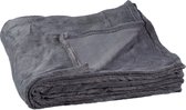 Relaxdays 1 x fleece deken groot - plaid – woondeken - grand foulard - 150x200 cm – grijs