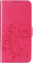 Klavertje Bloemen Booktype Sony Xperia 1 II hoesje - Fuchsia