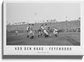 Walljar - Poster Feyenoord met lijst - Voetbal - Amsterdam - Eredivisie - Zwart wit - ADO Den Haag - Feyenoord '63 III - 50 x 70 cm - Zwart wit poster met lijst