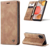 CASEME Samsung Galaxy A42 Retro Wallet Case - Portemonnee Hoesje - Bruin