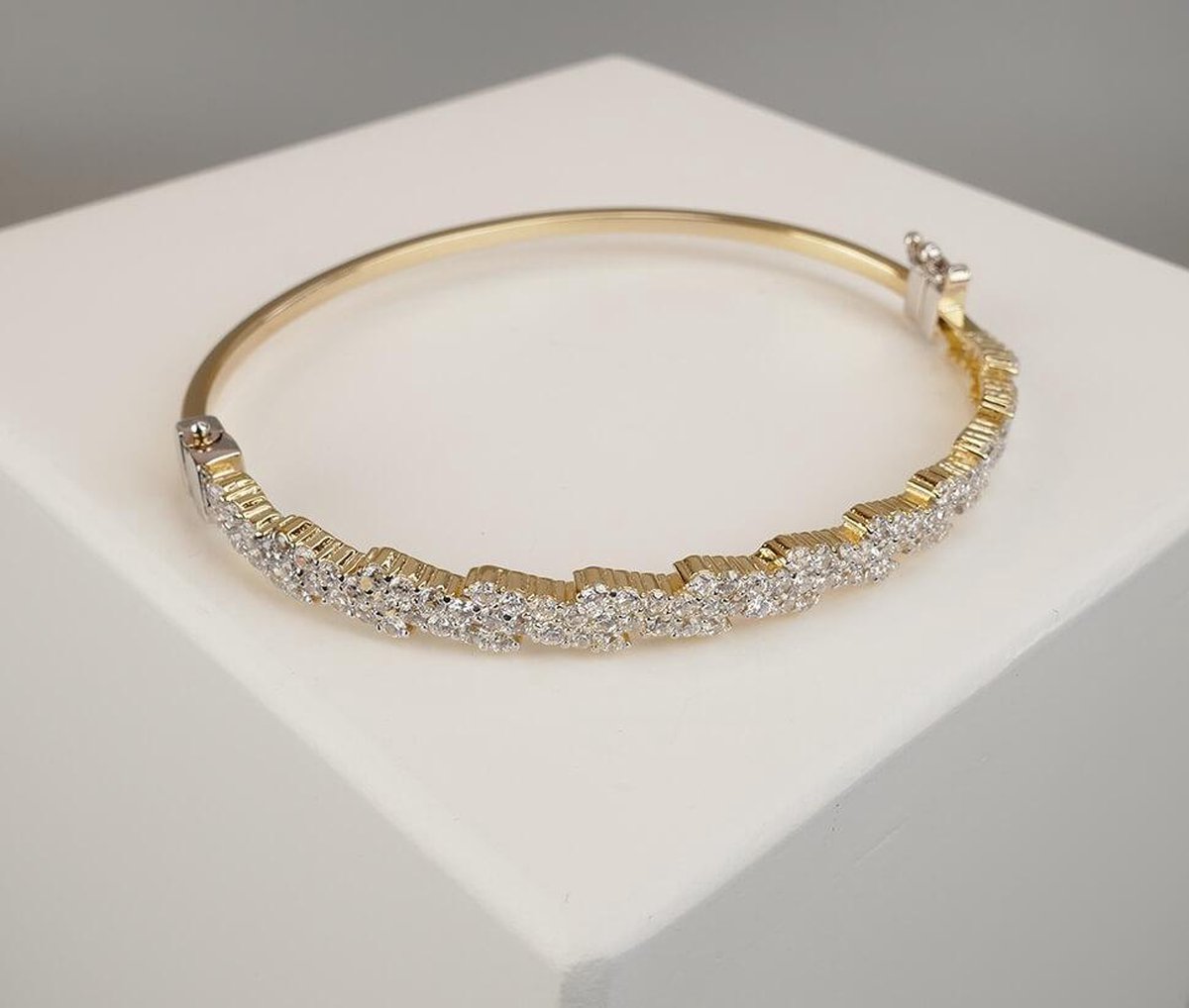 Geel gouden zirkonia schakelarmband