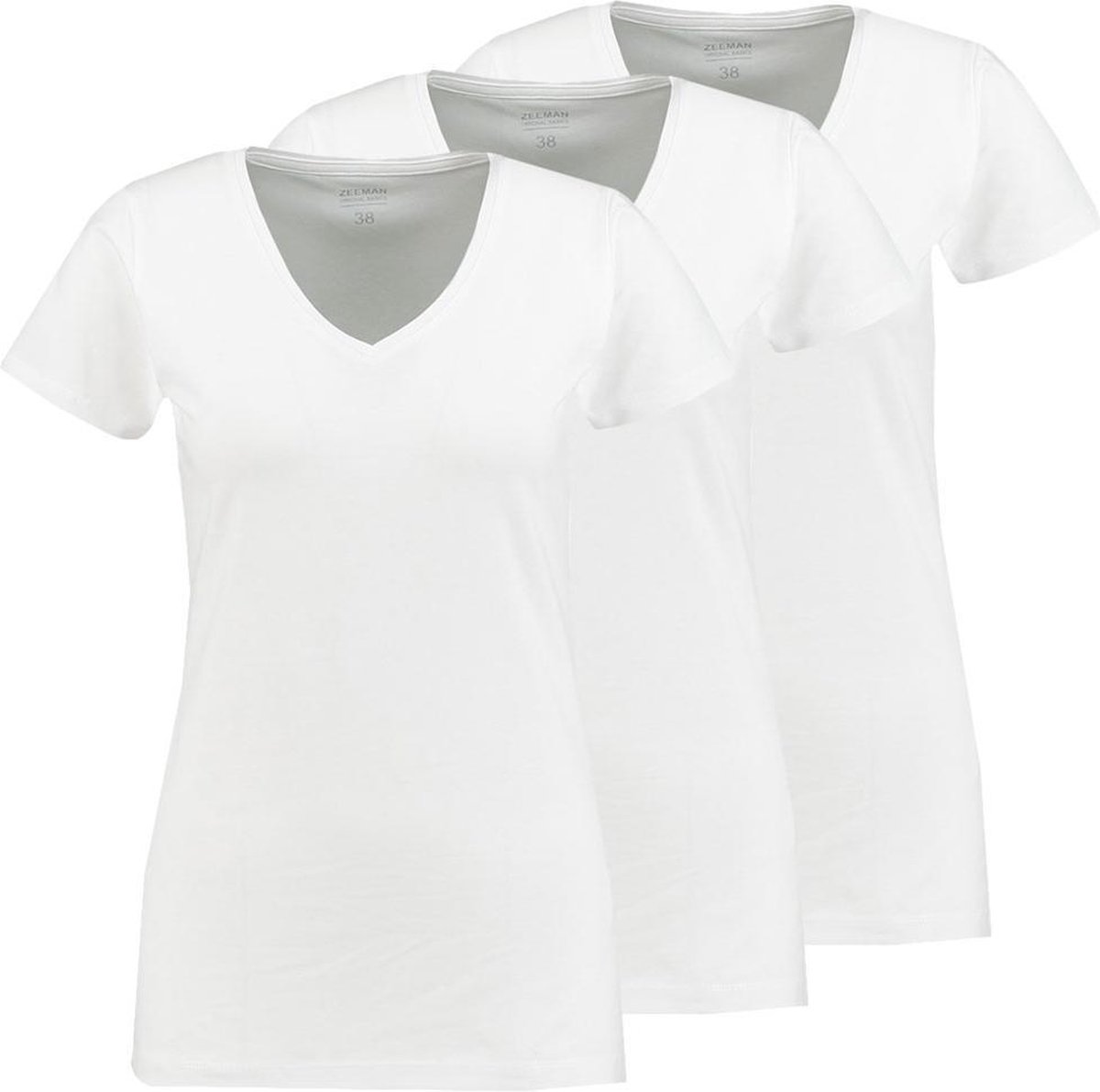 Zeeman dames T-shirt korte mouw - wit - maat 40 - 3 stuks | bol.com