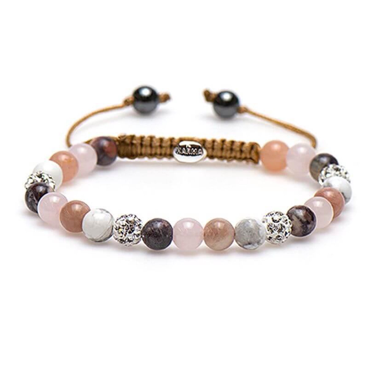 Karma Armband Spiral Beady Blush White Crystal