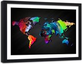 Foto in frame , Veelkleurige wereld op zwart , 120x80cm , wanddecoratie , premium print