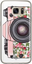 Samsung S7 hoesje siliconen - Hippie camera | Samsung Galaxy S7 case | Roze | TPU backcover transparant